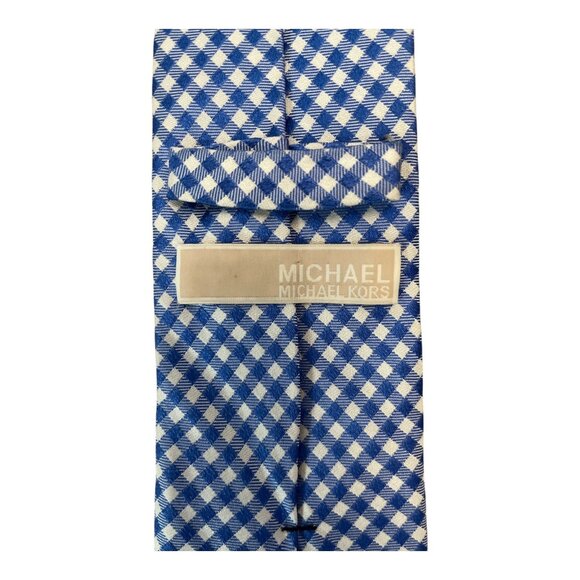 Michael Kors 100% Silk Tie – Blue & White Gingham Check – 58” – Made in China – - Picture 4 of 4